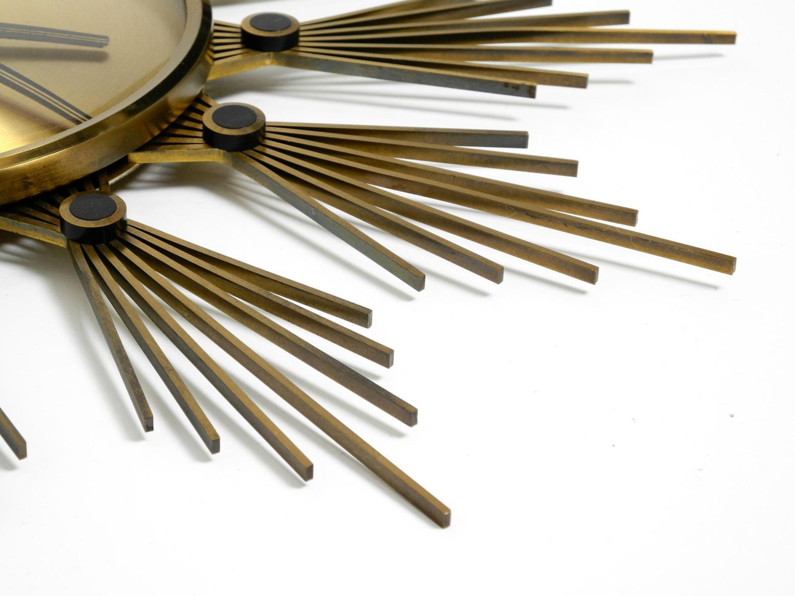 photo buy Original 1950s Sunburst Wall Clock By Atlanta Made Of Brass And Battery Operated