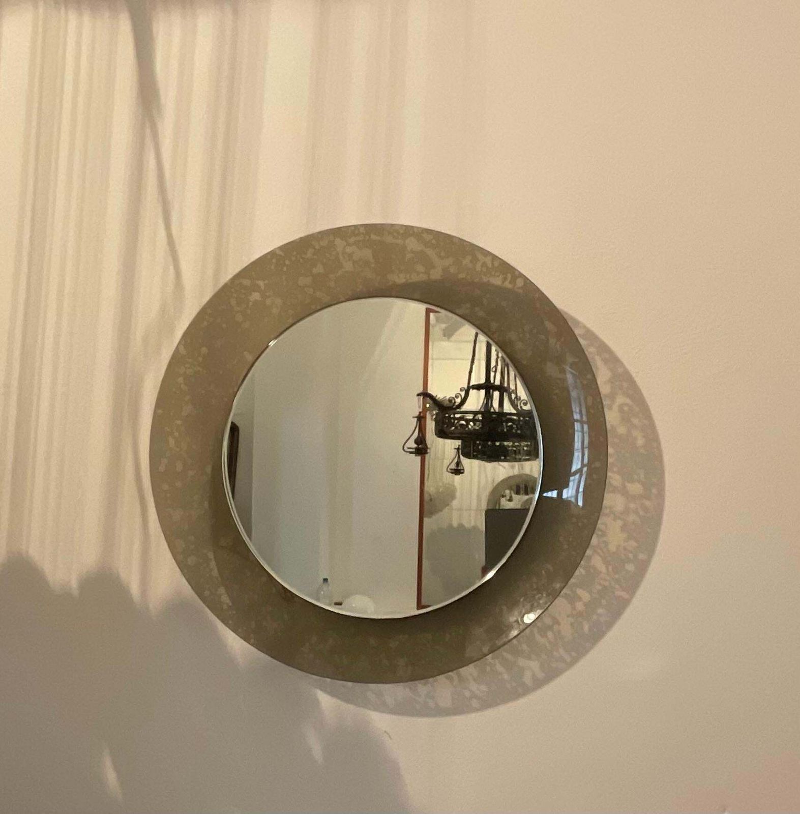 Fontanarte   Erwing Burger   Hanging Mirror   Curved And Etched Glass. photo vintage