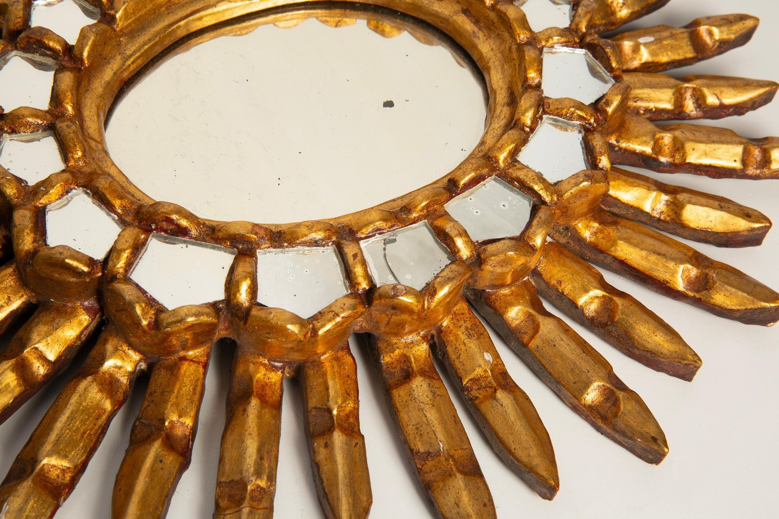 Mid Century Unique Modern Gold Italian Sunburst Mirror, Giltwood, 1960s photo vintage