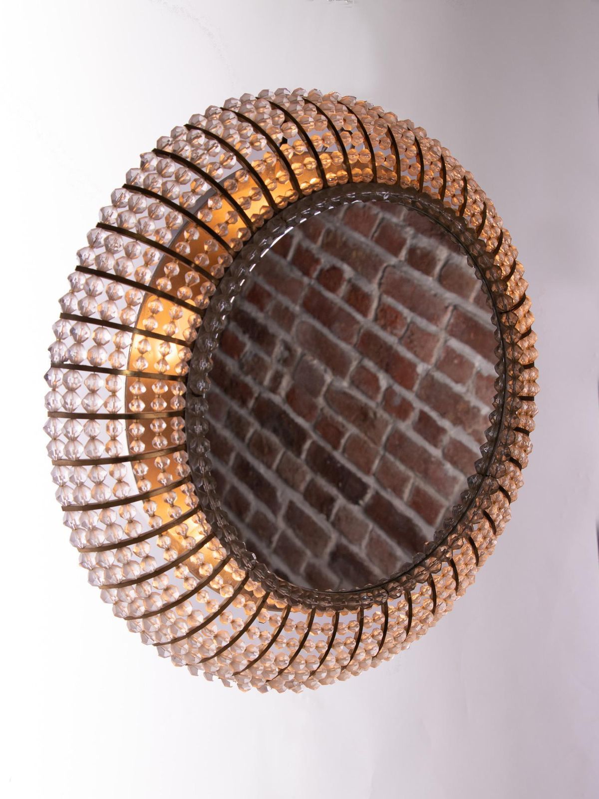 Illuminated Mirror Glass & Brass By Emil Stejnar, Rupert Nikoll, Austria, 1950s photo for sale