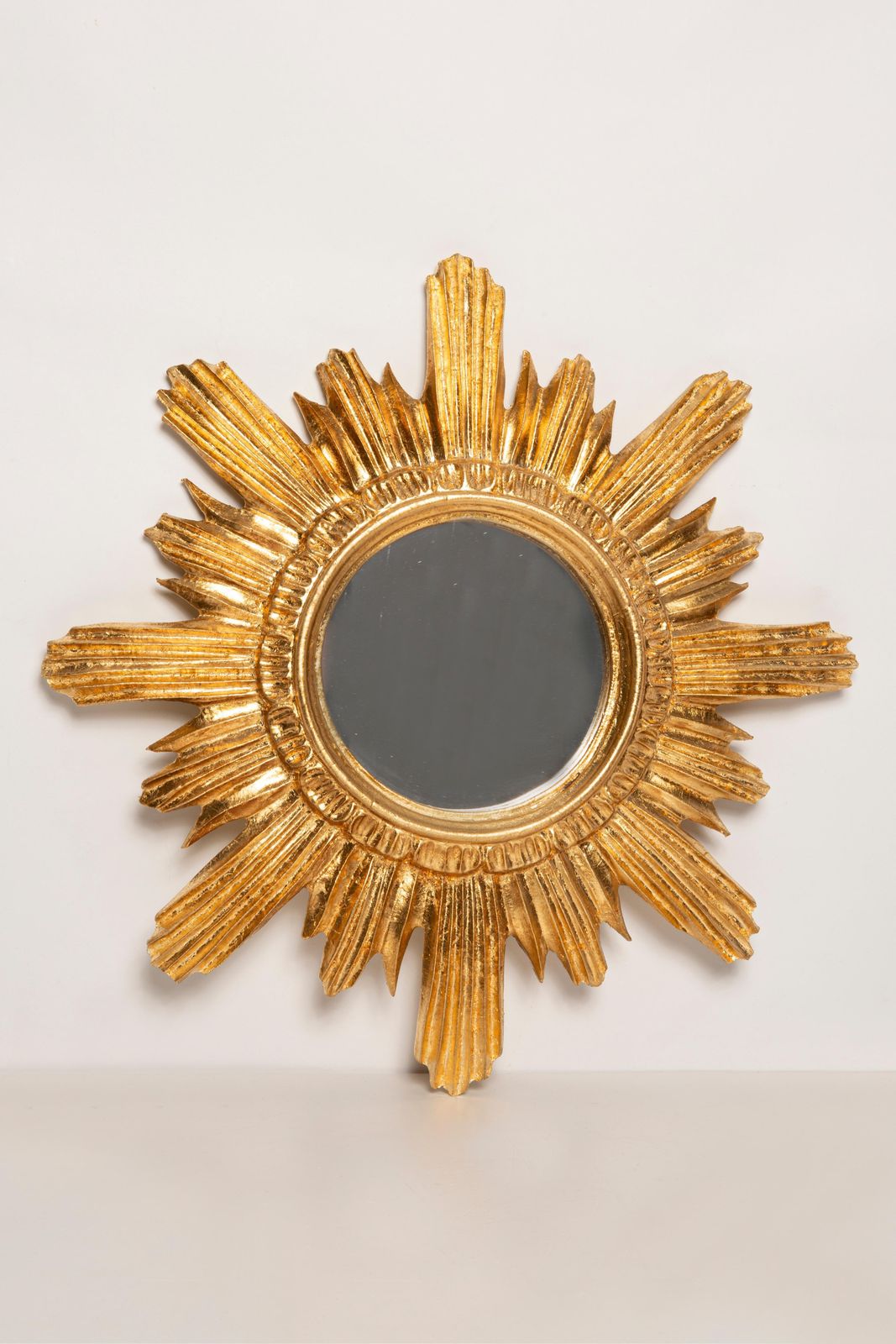 Mid Century, Modern Gold Italian Big Sunburst Mirror, Giltwood, 1960s photo Home Decor