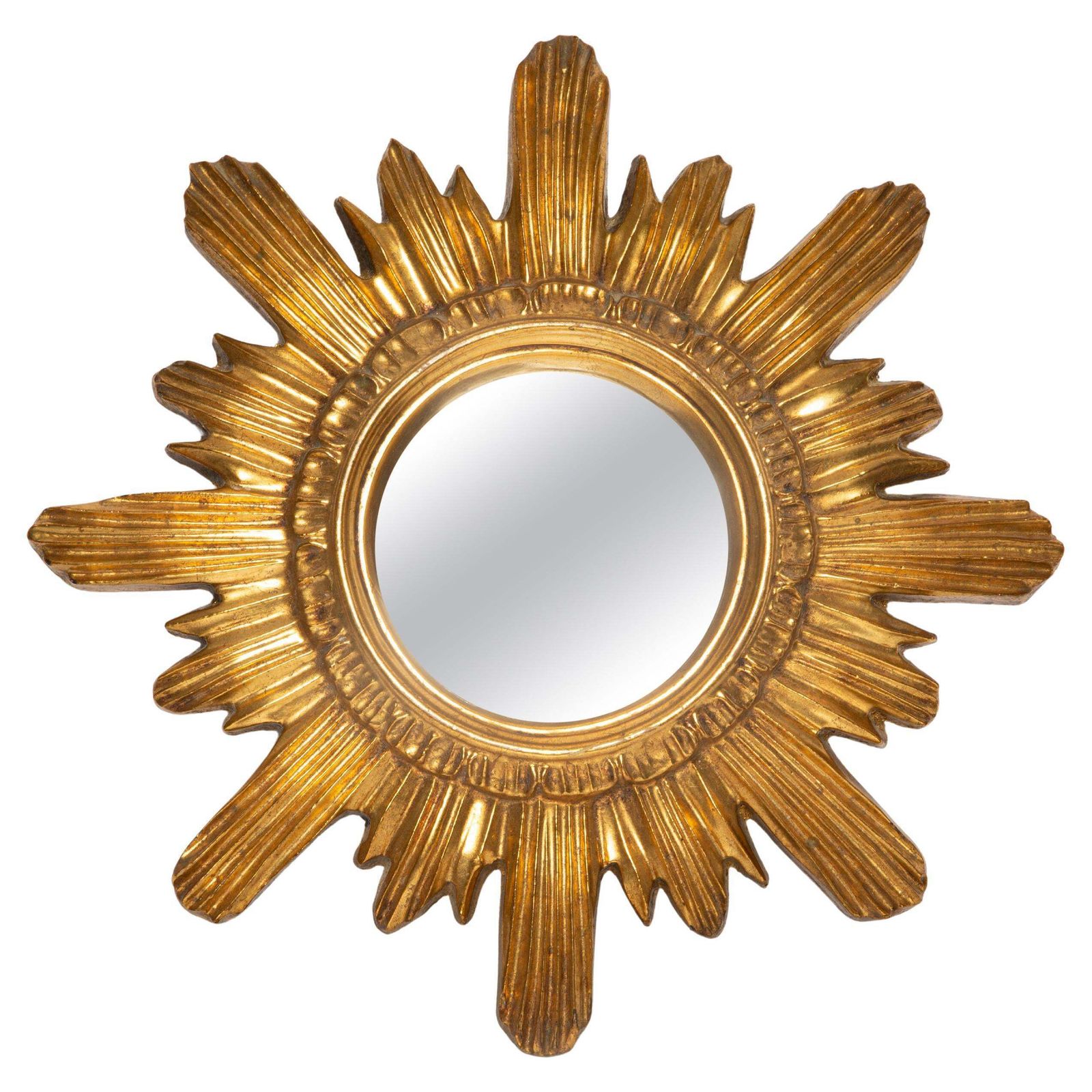 Mid Century, Modern Gold Italian Sunburst Mirror, Giltwood, 1960s