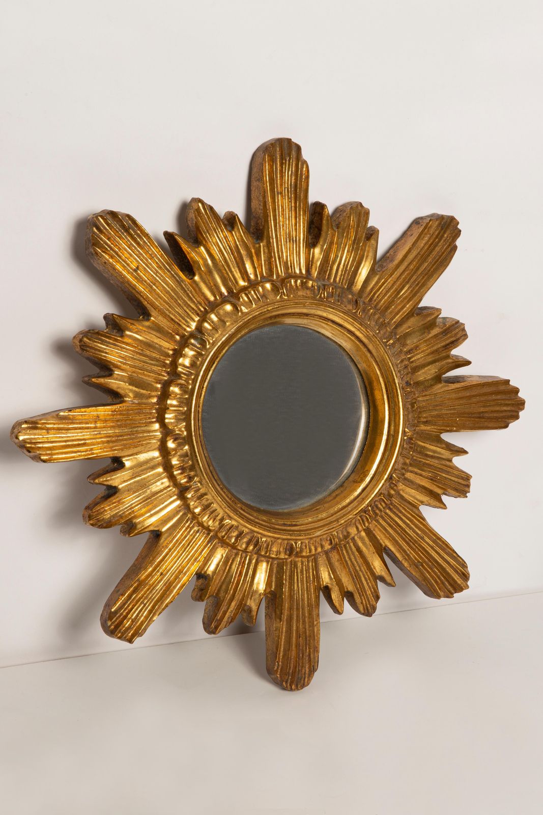 Mid Century, Modern Gold Italian Sunburst Mirror, Giltwood, 1960s photo 434.0