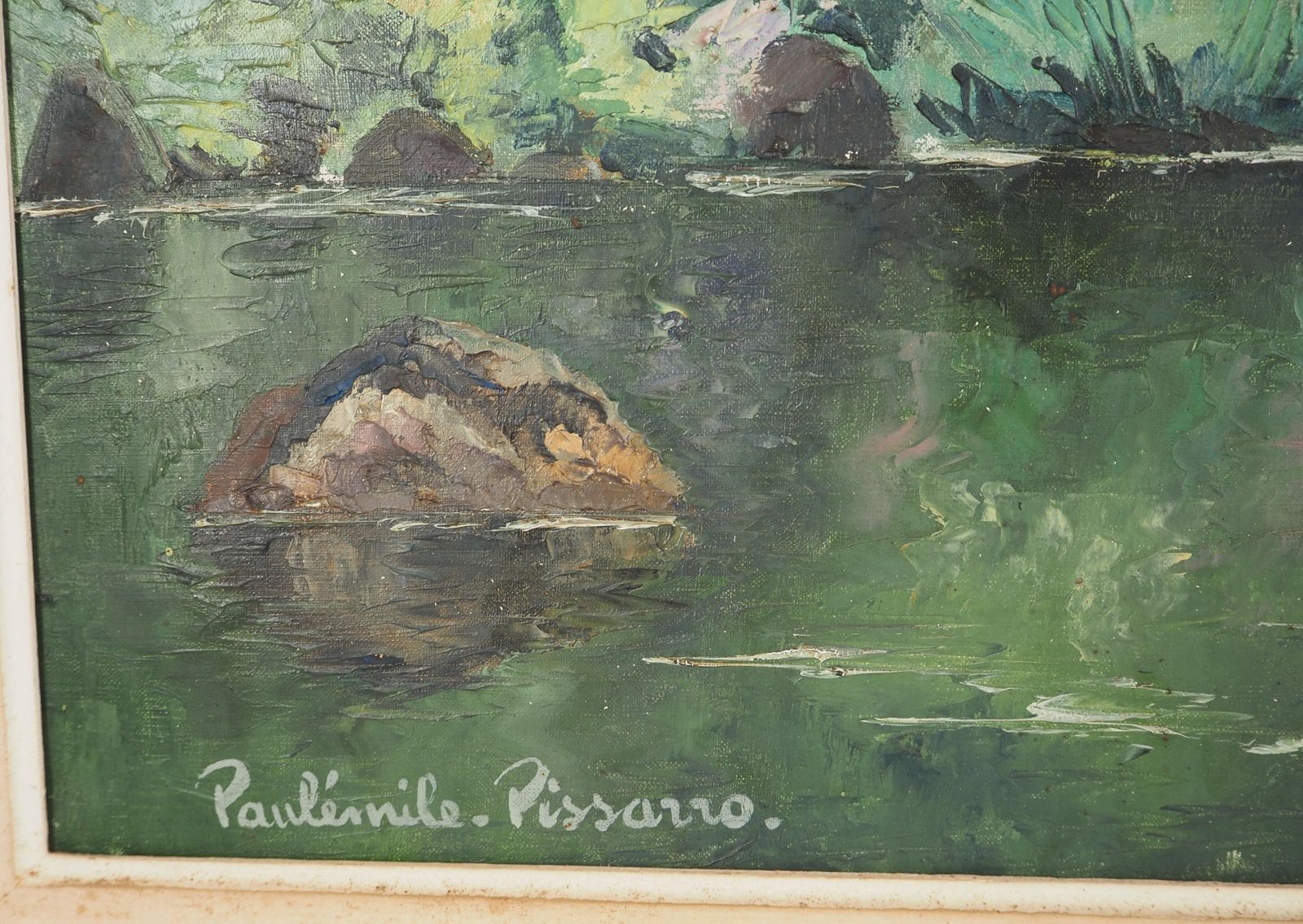 Paul Emile Pissarro Normandy : River And Mountains   Original Oil On Canvas, Handsigned 1955 photo furniture