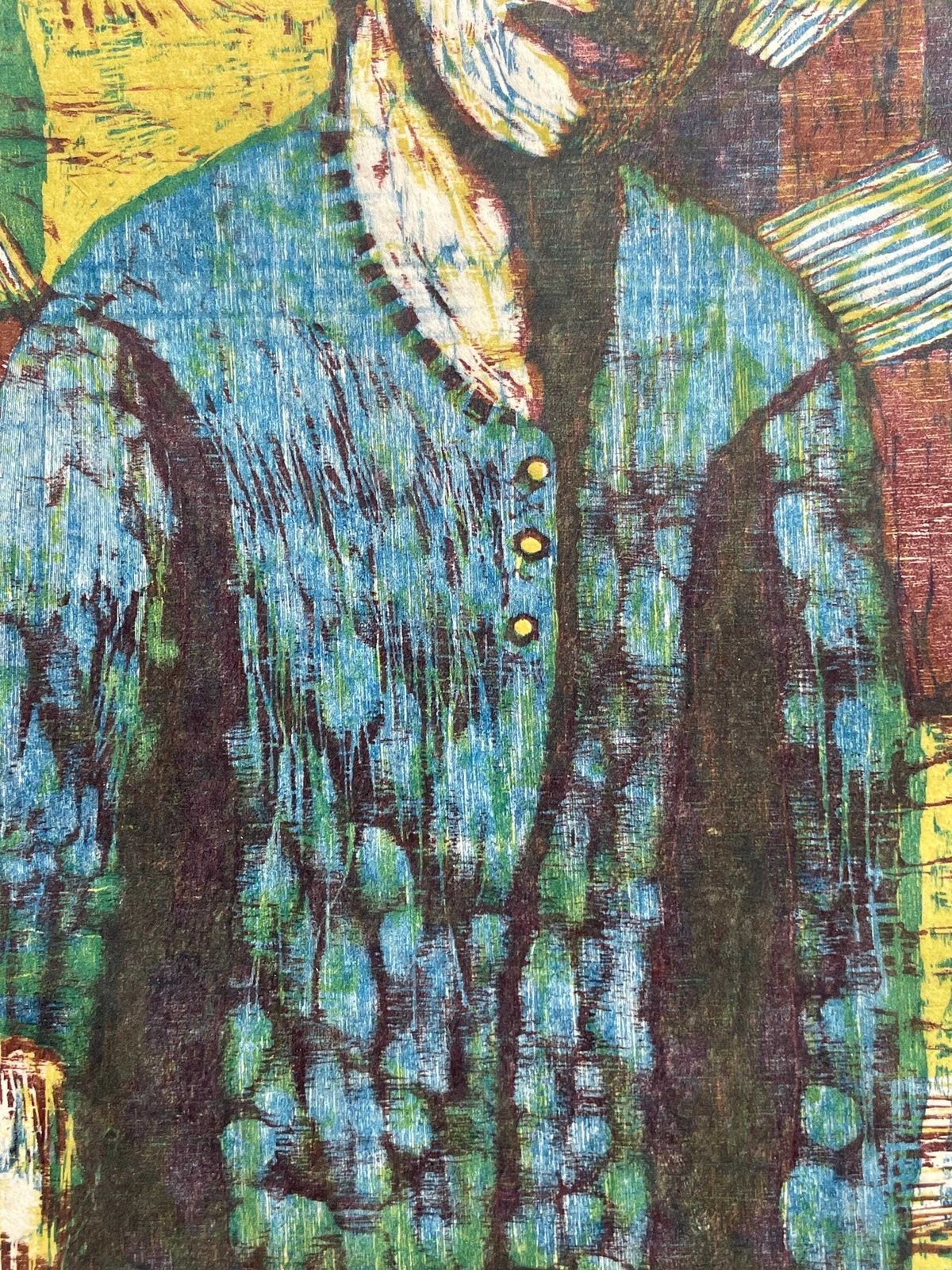 Seppo Mattinen (1927 2020) Vintage Original Mid Century Woodcut Print   Figurative Expressionist Art By Renowned Artist From Finland photo vintage