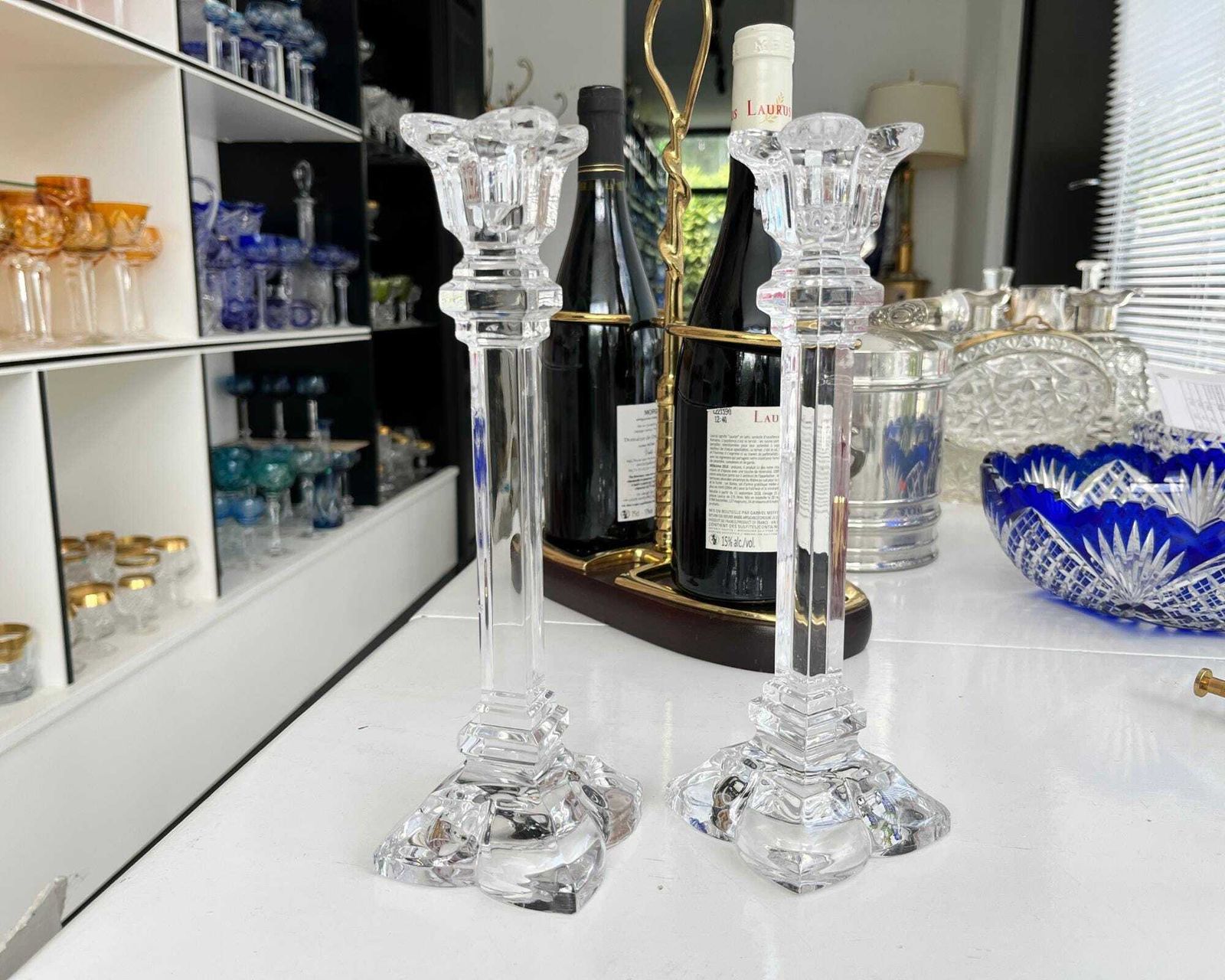 Vintage Art Deco Crystal Candlesticks Nachtmann | 2pcs photo for sale