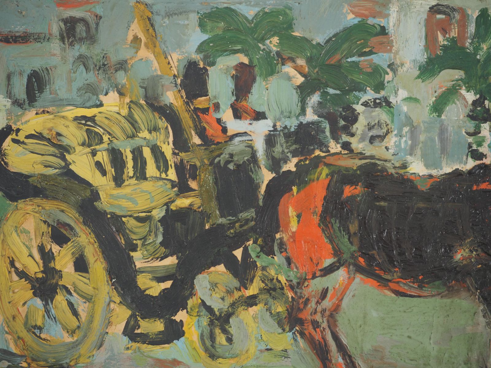 André Cottavoz French Riviera : The Cabriolet   Original Oil Painting, Signed 1951 photo for sale