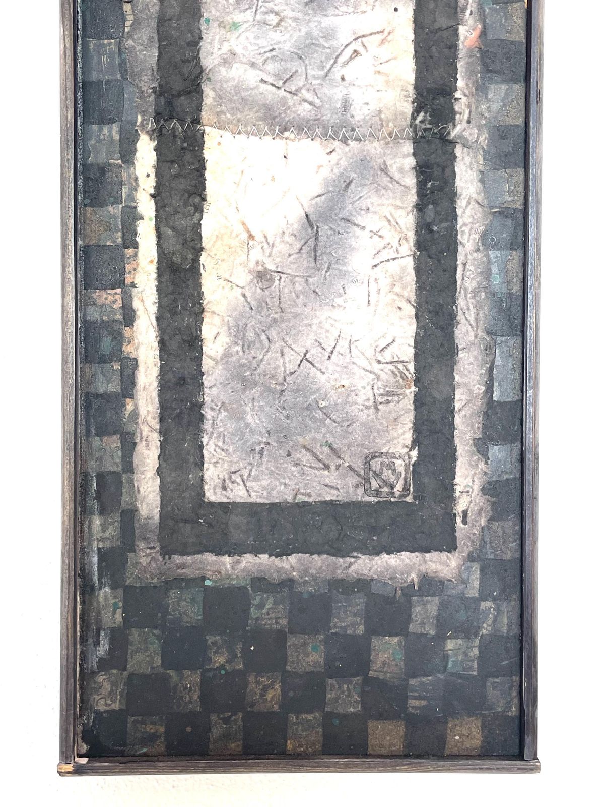photo furniture Danish Abstract Mixed Media Painting With Handmade Paper By Artist Marianne Weber   Original Art From Denmark In Dark Tones