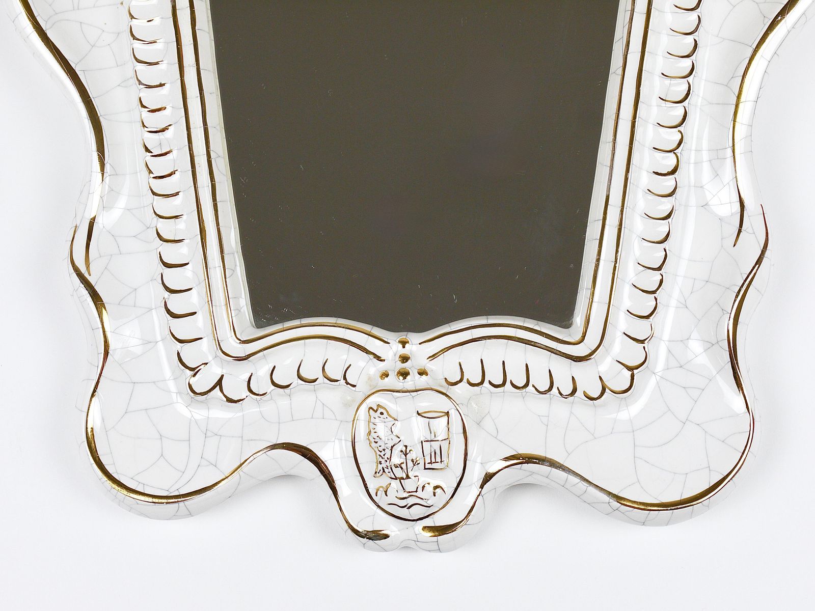 Art Deco Theater Terracotta Wall Mirror By Gmundner Keramik, Austria, 1930s photo vintage