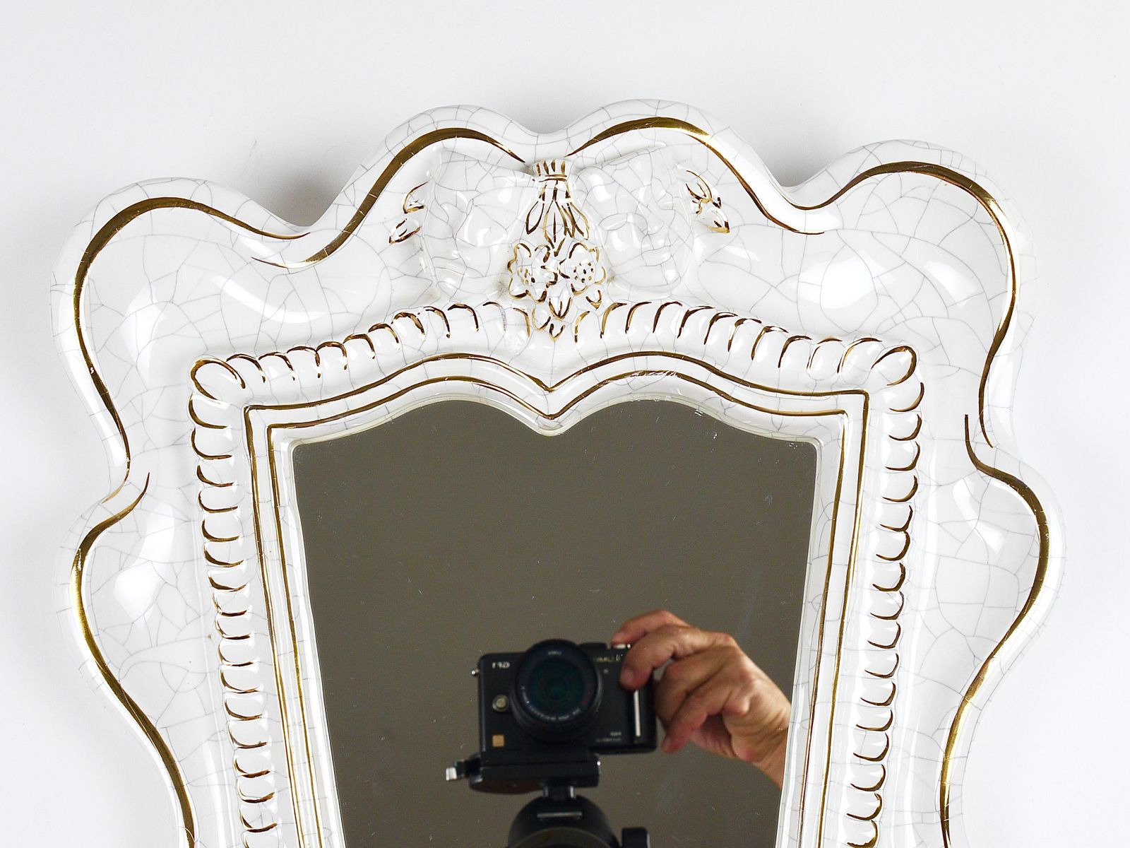 photo for sale Art Deco Theater Terracotta Wall Mirror By Gmundner Keramik, Austria, 1930s