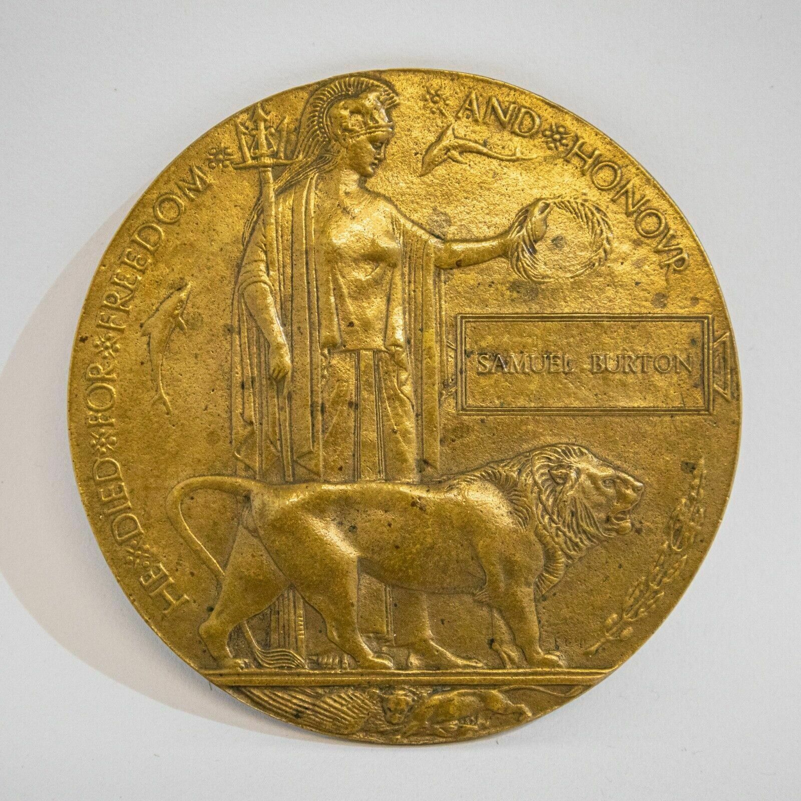 First World War Memorial Plaque With Papers