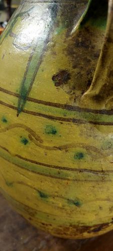 Antique Terracotta Glazed Jug Tunisia Maghreb 19th Century Vase photo Home Decor