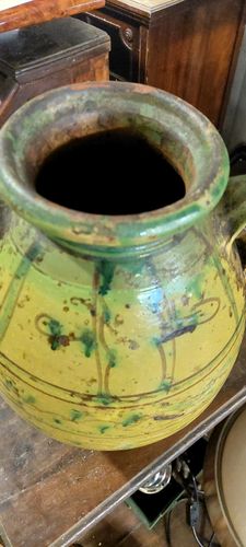 photo for sale Antique Terracotta Glazed Jug Tunisia Maghreb 19th Century Vase