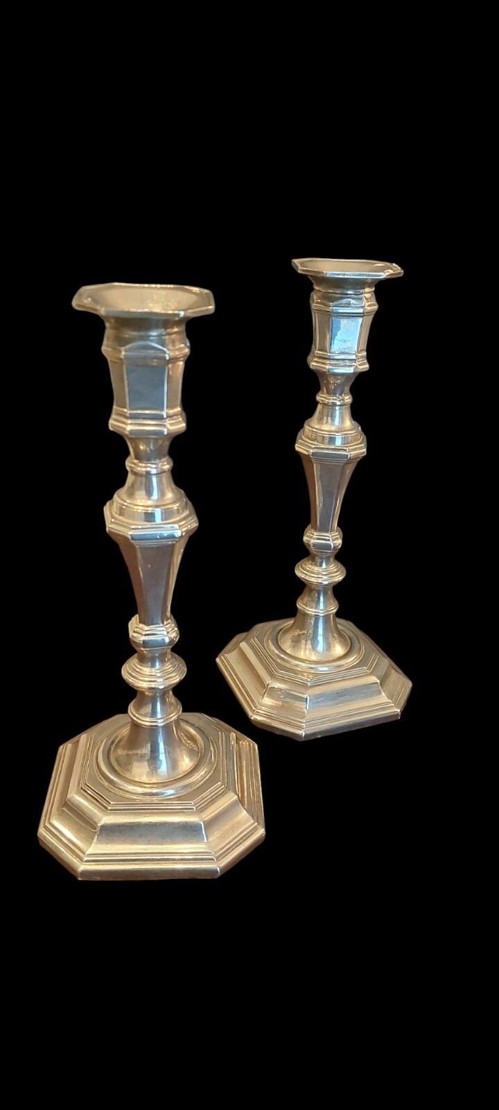 Pair Candlesticks Silver Plated Silver Metal Louis XV Style Italy