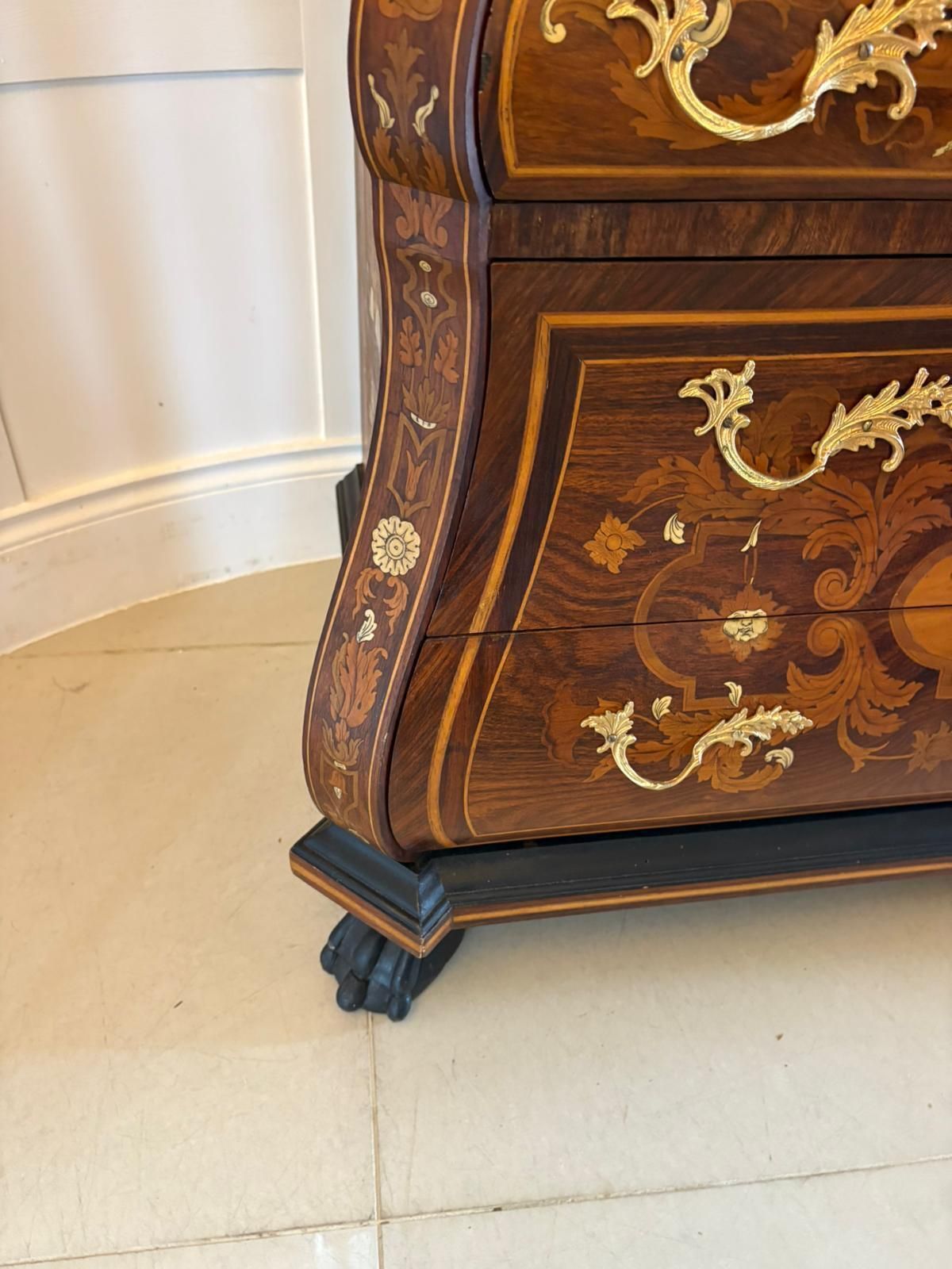 Outstanding Quality Antique Italian Marquetry Inlaid Burr Walnut Bookcase photo furniture
