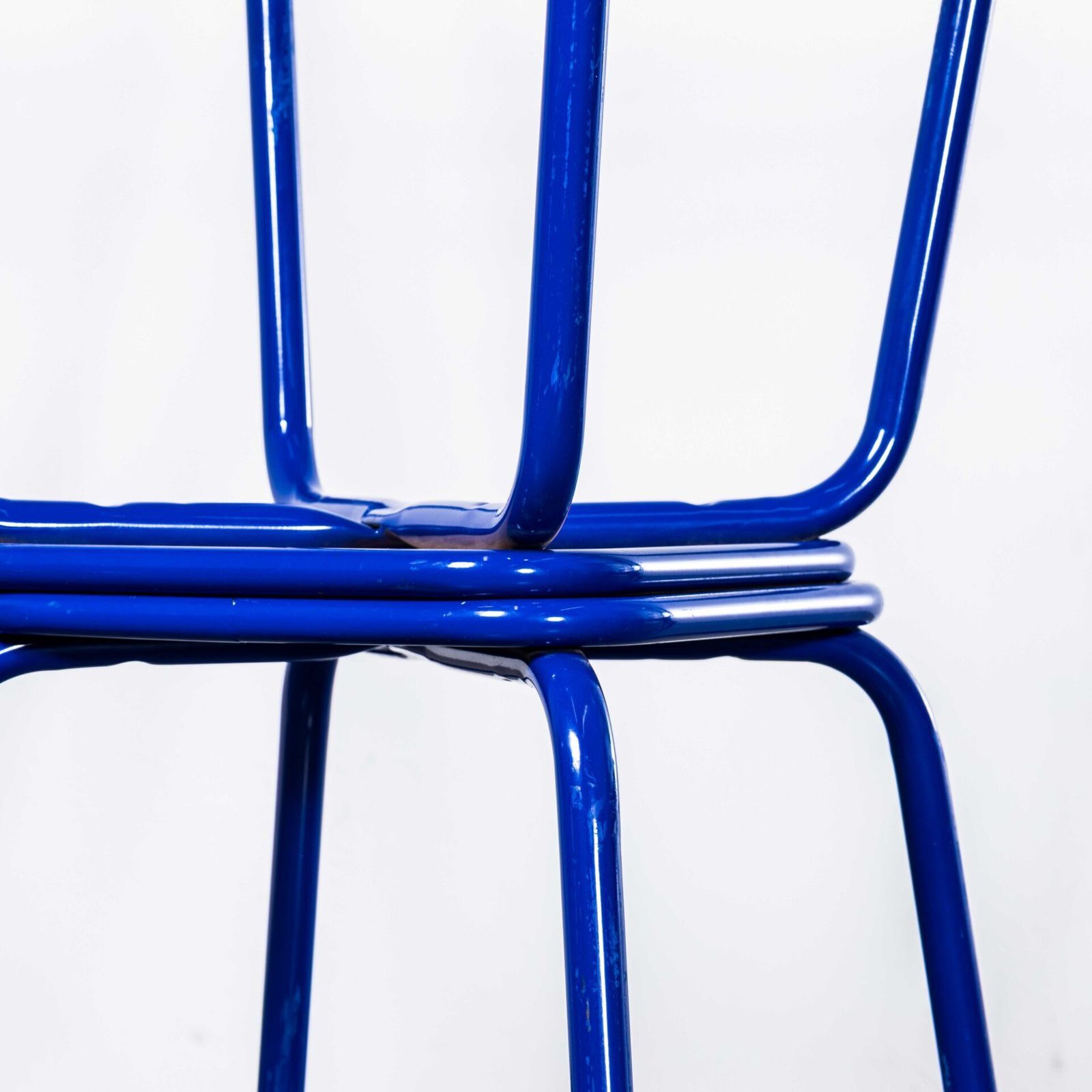 1970’s French Bright Blue Wide Laboratory Stools – Set Of Four photo furniture