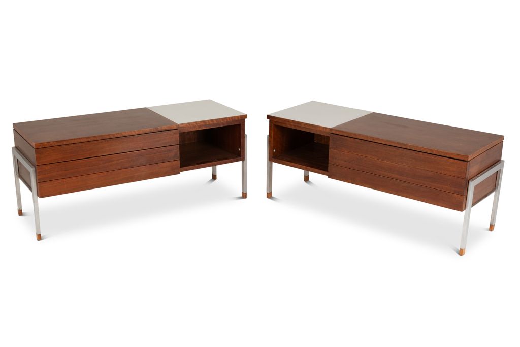 Pair Of 60's Teak Low Chests Of Drawers