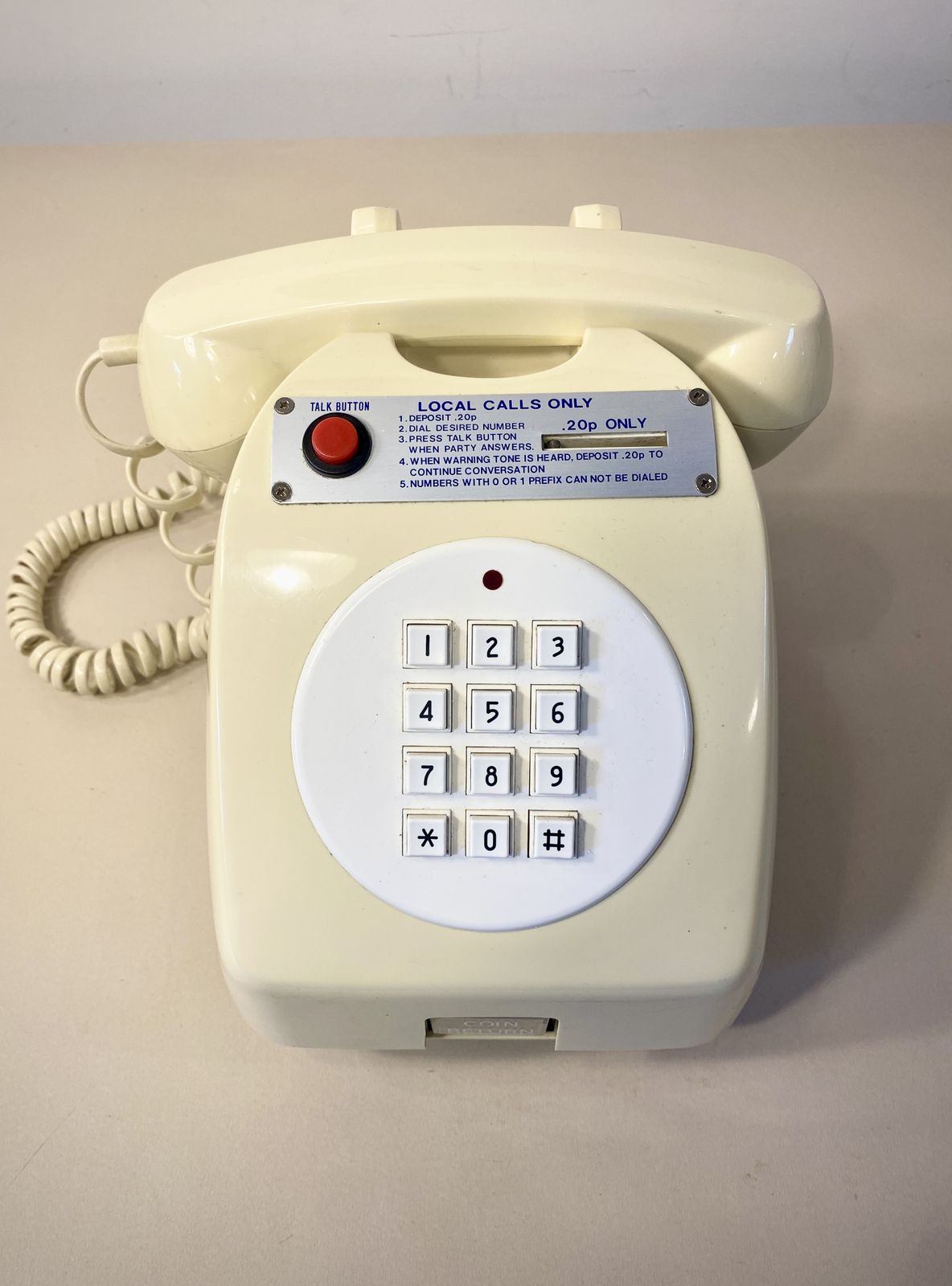 Vintage Hotel Lobby Payphone Coin Opperated Telephone 1980 photo furniture