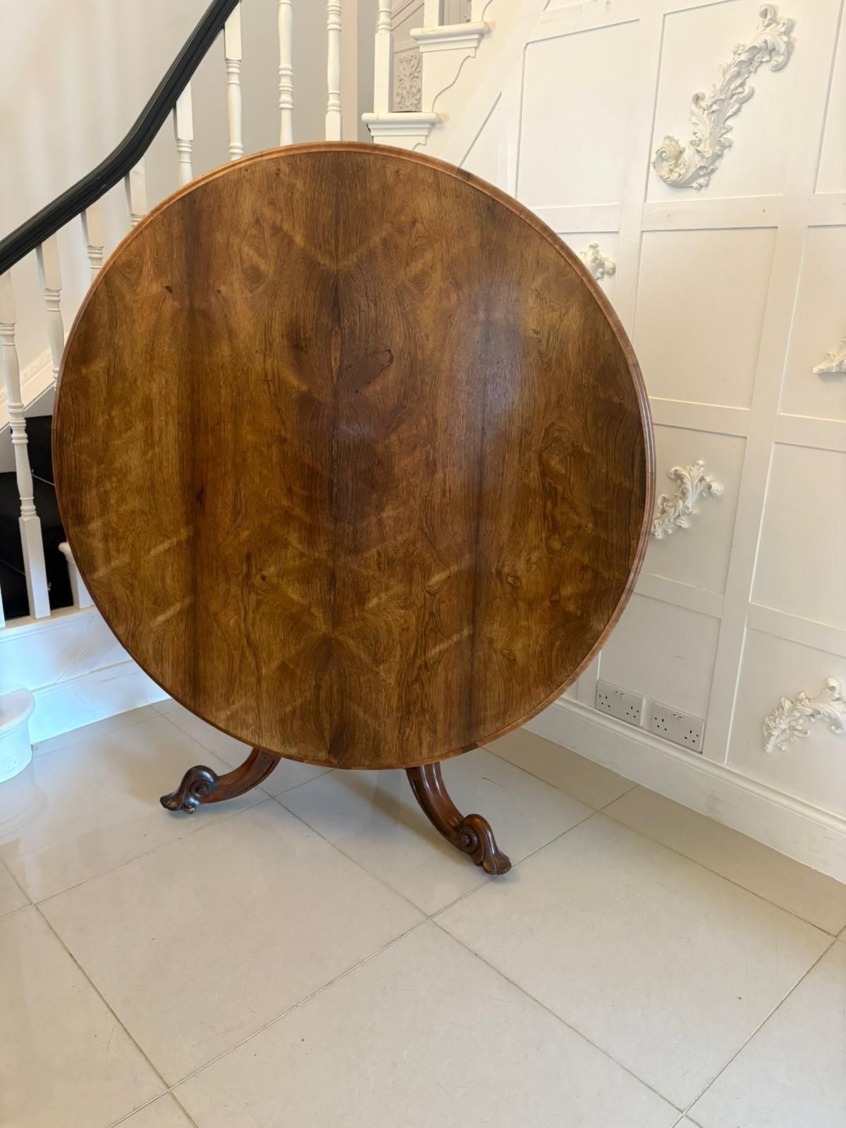 photo for sale Antique 19th Century Quality Carved Rosewood Circular Dining Table