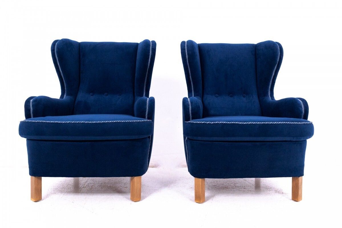 Wingback Armchairs, Northern Europe, Mid 20th Century. After Renovation. photo furniture