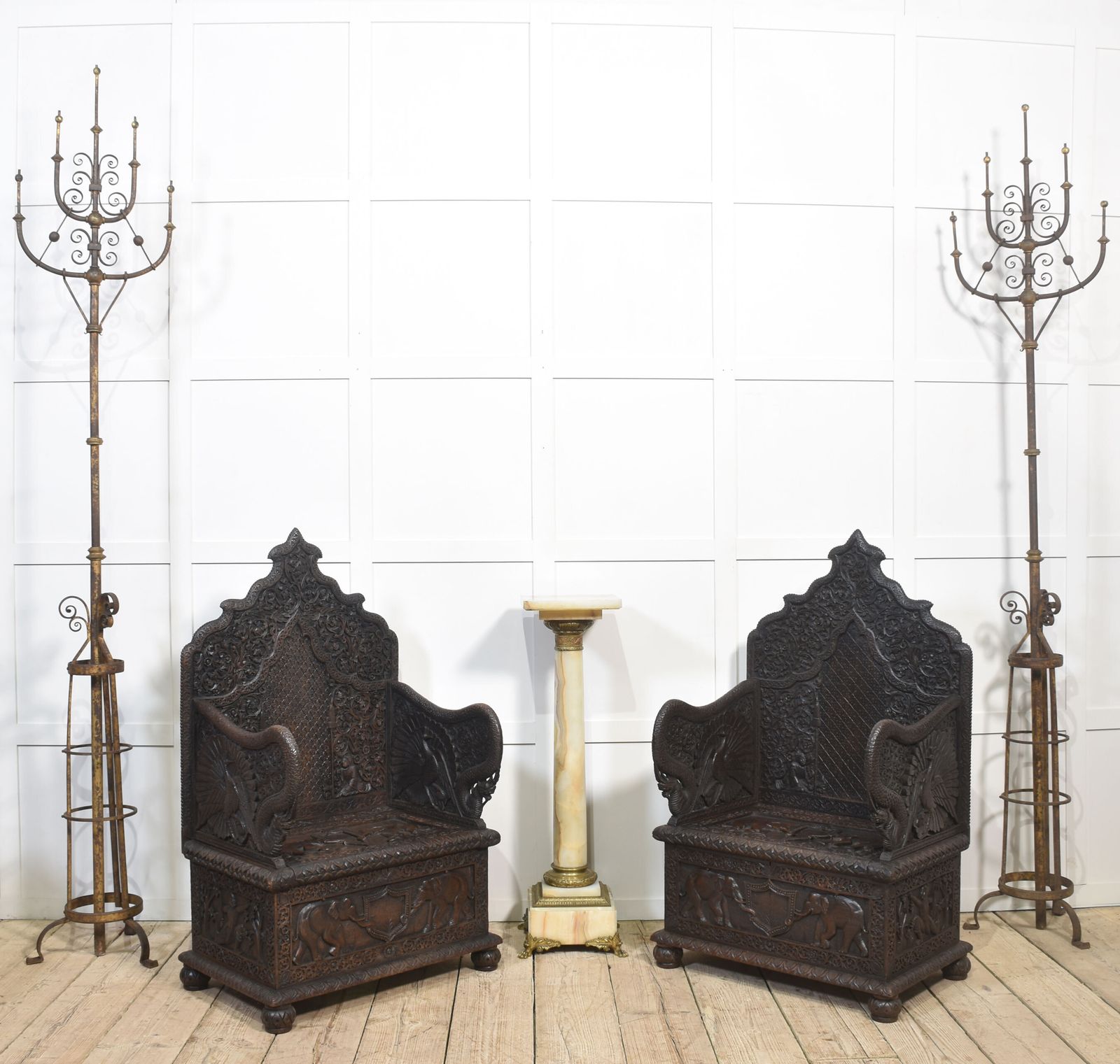 Pair Of 19th Century Carved Ceremonial Armchairs photo furniture