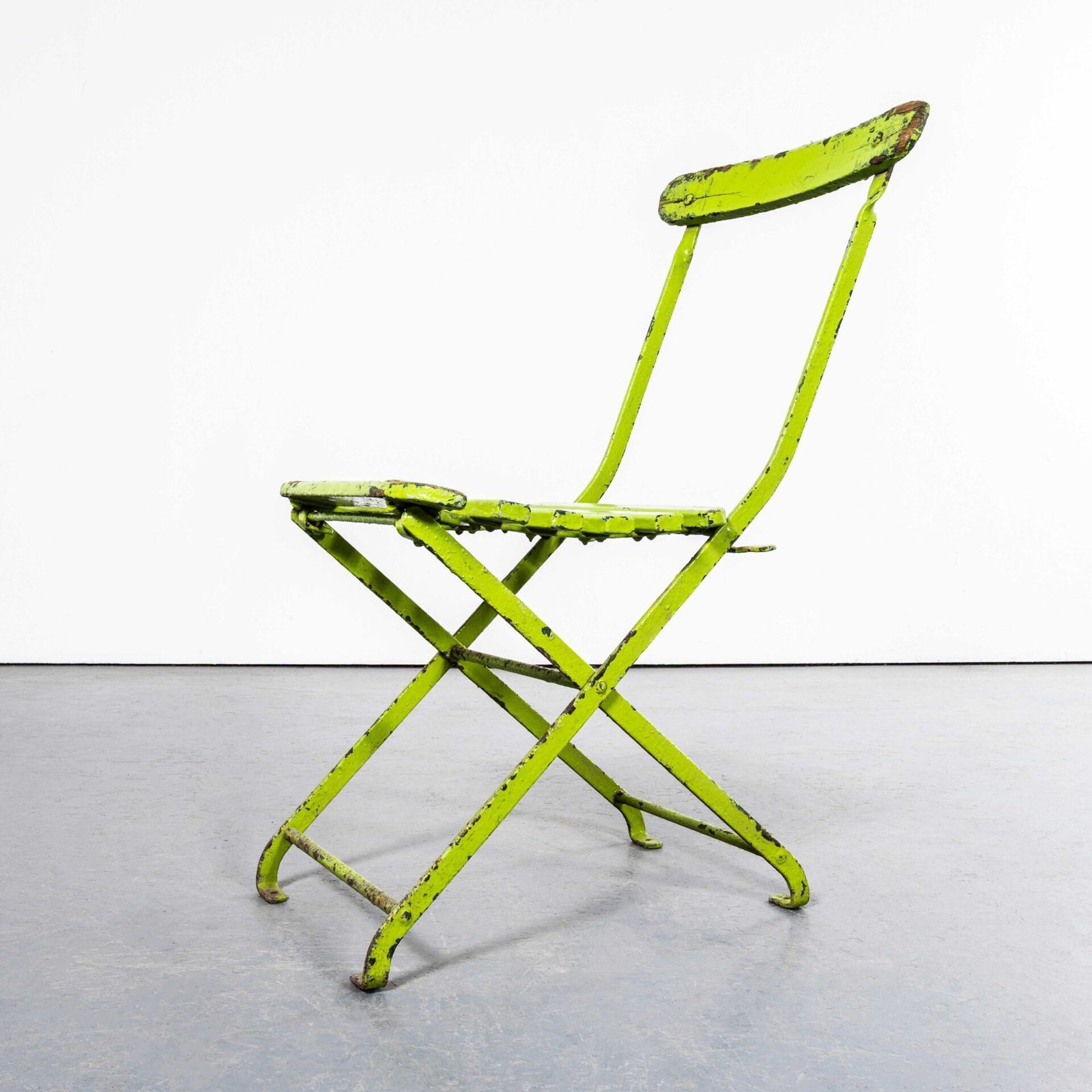 1950’s Original English Pavilion Lime Green Folding Chairs photo vintage