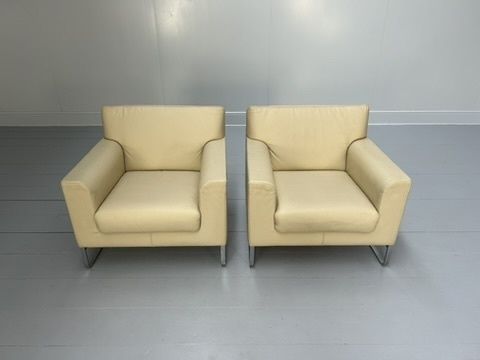 Pair Of Walter Knoll “Morgan 465” Armchairs – In Cream Leather photo Furniture