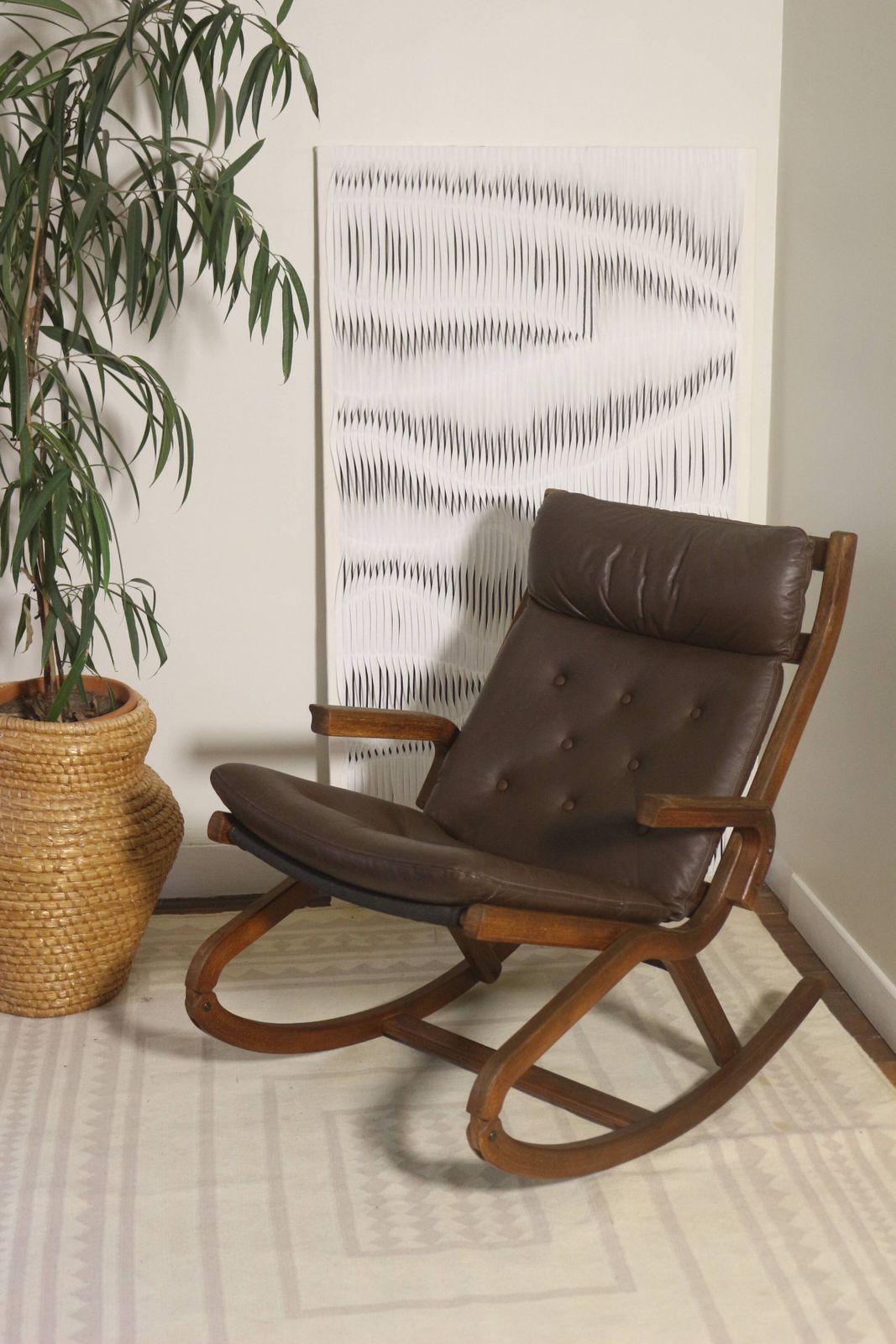 484.0 Rocking Chair Design Norway 1960s Teak Wood Year 60 Ref Paolo photo