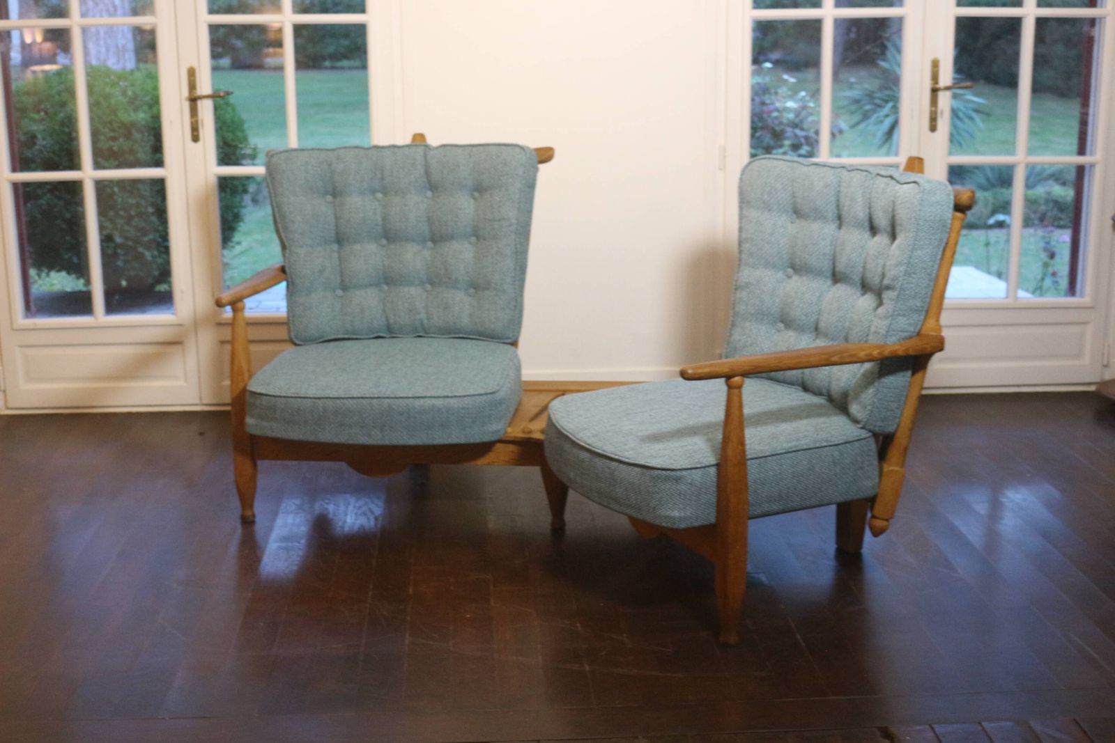 Fan Bench By Guillerme And Chambron Reupholstered photo vintage