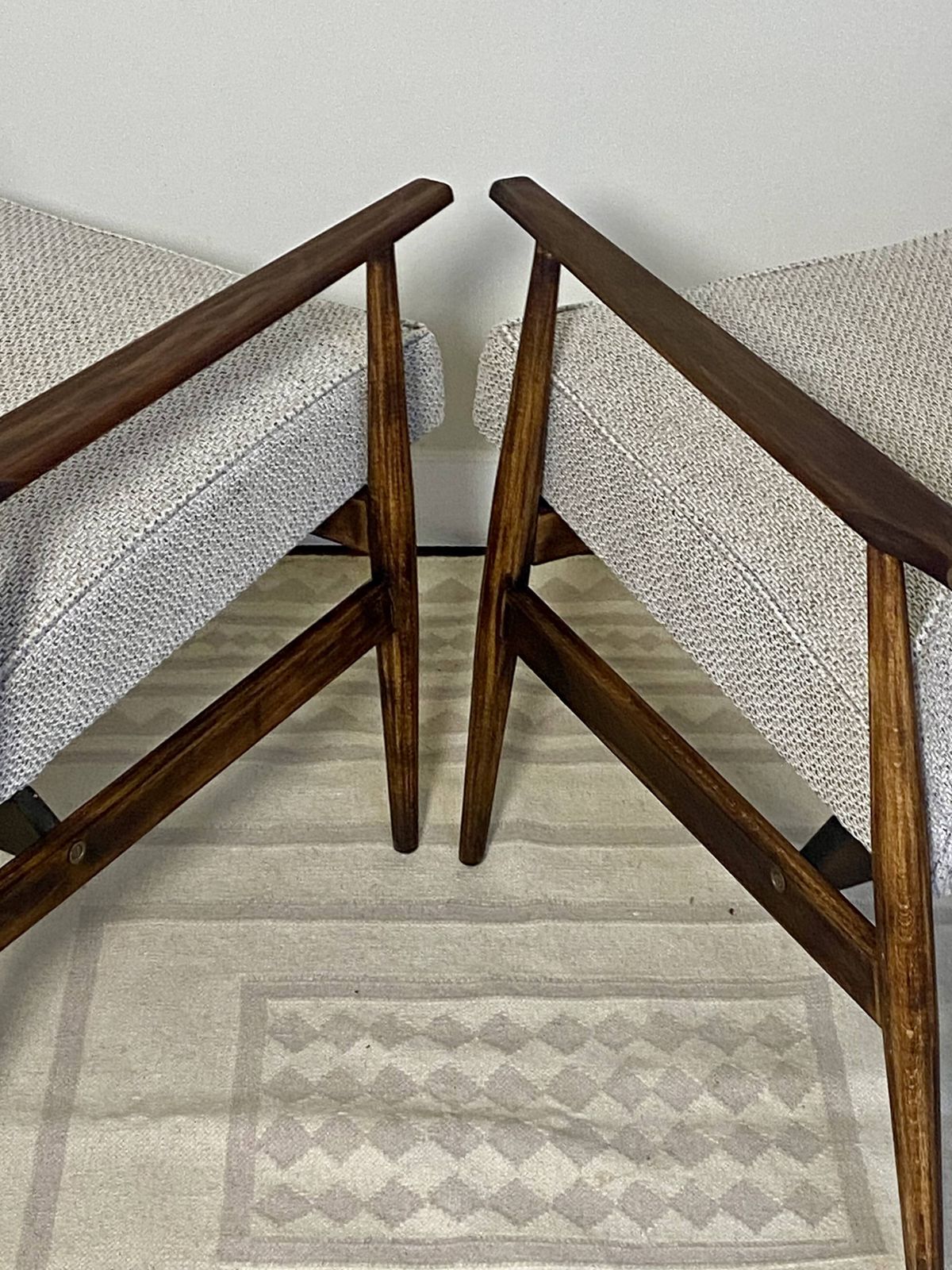 Pair Of Henryk Lis 300 190 Armchairs From The 70s In Mottled Grey Blue Fabric photo vinterior
