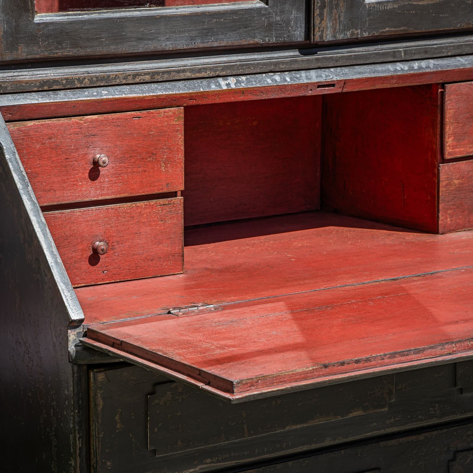 Donkergrijs Barok Secretaire, 18e Eeuw photo vintage