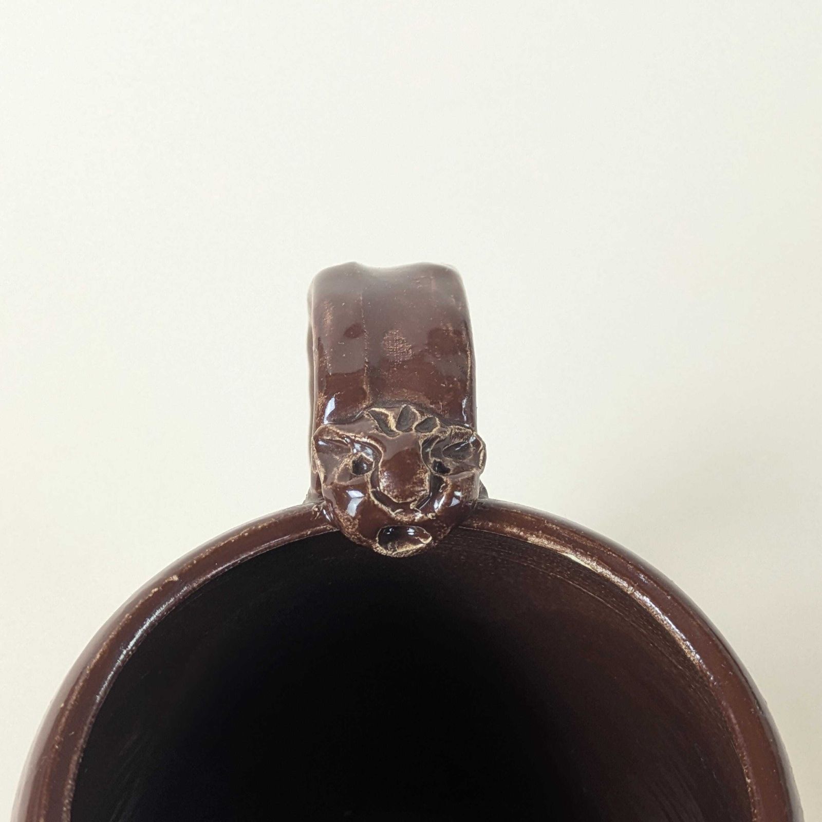photo furniture Vintage French Pottery Grotesque Devil Face Jug Signed Studio Art Stoneware Mug Large Satyr Mask Rustic Brown Folk Art Handmade Ceramic Cup