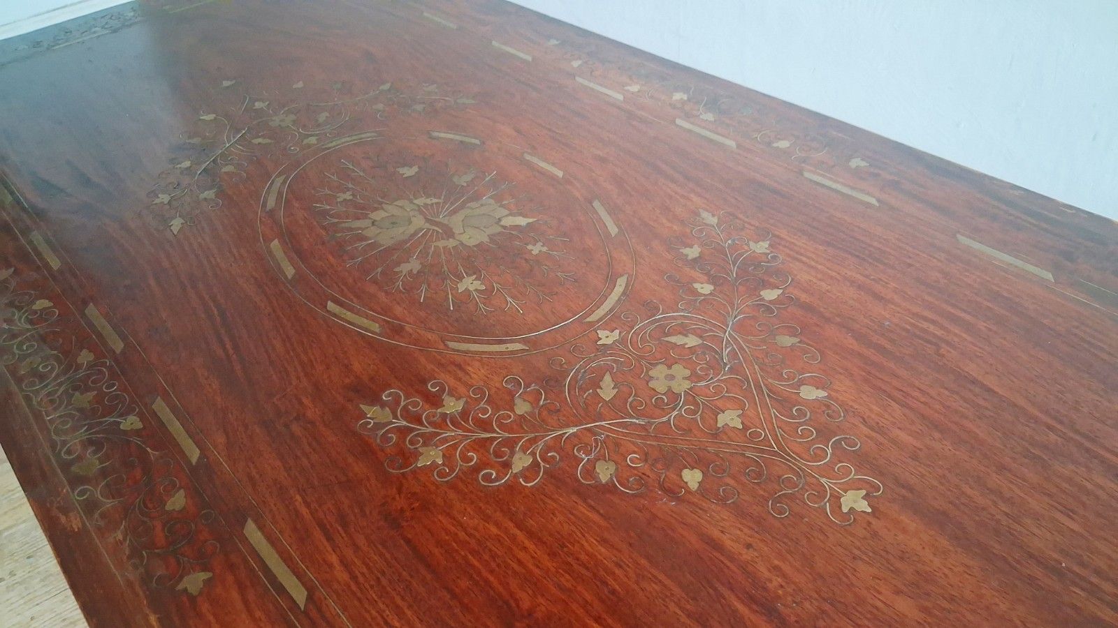 Beautiful Original Indian  Mid Century Brass Inlay Rosewood Drinks /Coffee Table photo furniture