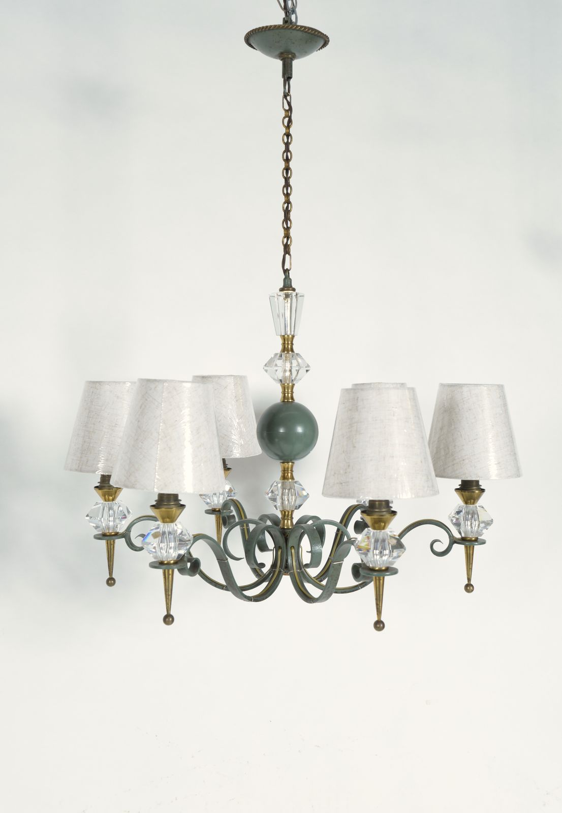 1940s/50s French Chandelier By Philippe Genet & Lucien Michon Cristal De Sevres photo for sale