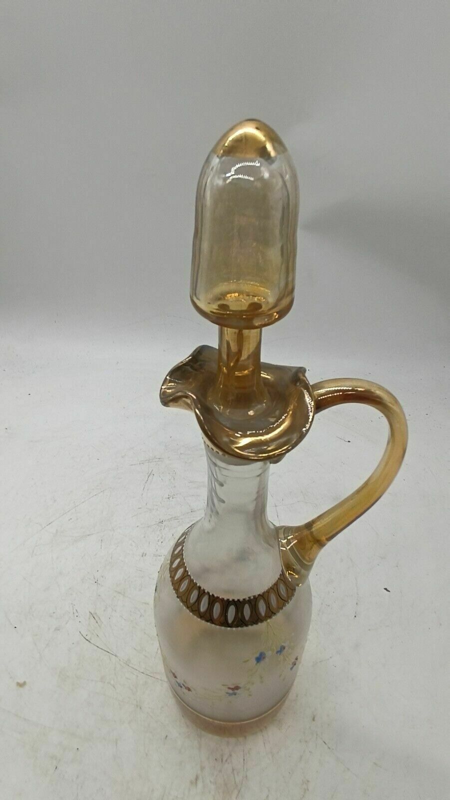 Antique Glass Liqueur Bottle With Decorated Glasses Italy 19th Century photo furniture