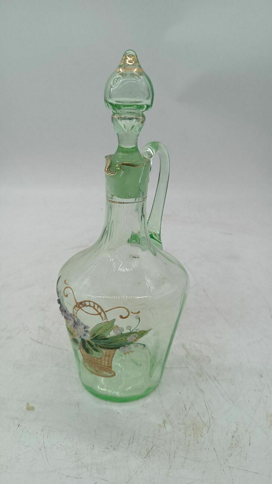 Antique Blown Glass Set Consisting Of A Bottle, 4 Glasses And Structure photo vinterior