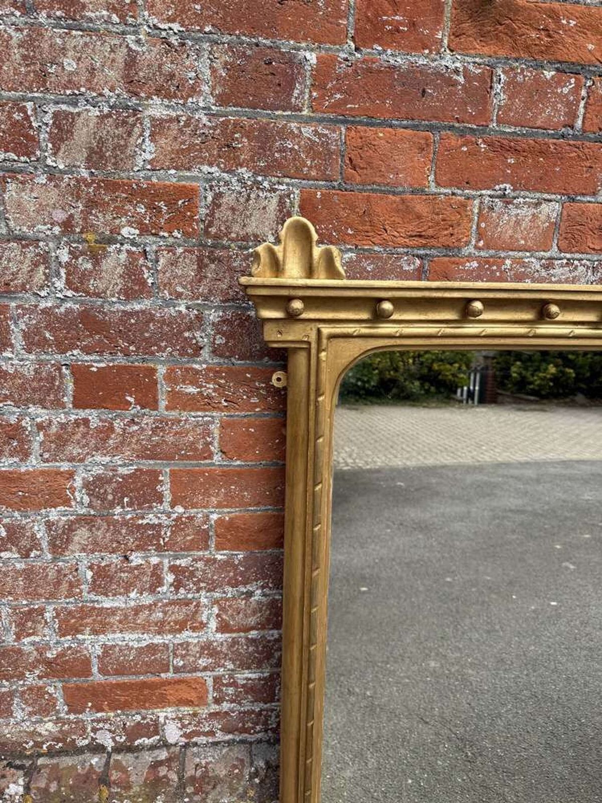 A Superb Large Antique English 19th C Carved Wood & Gesso Gilt Overmantle Mirror. photo furniture