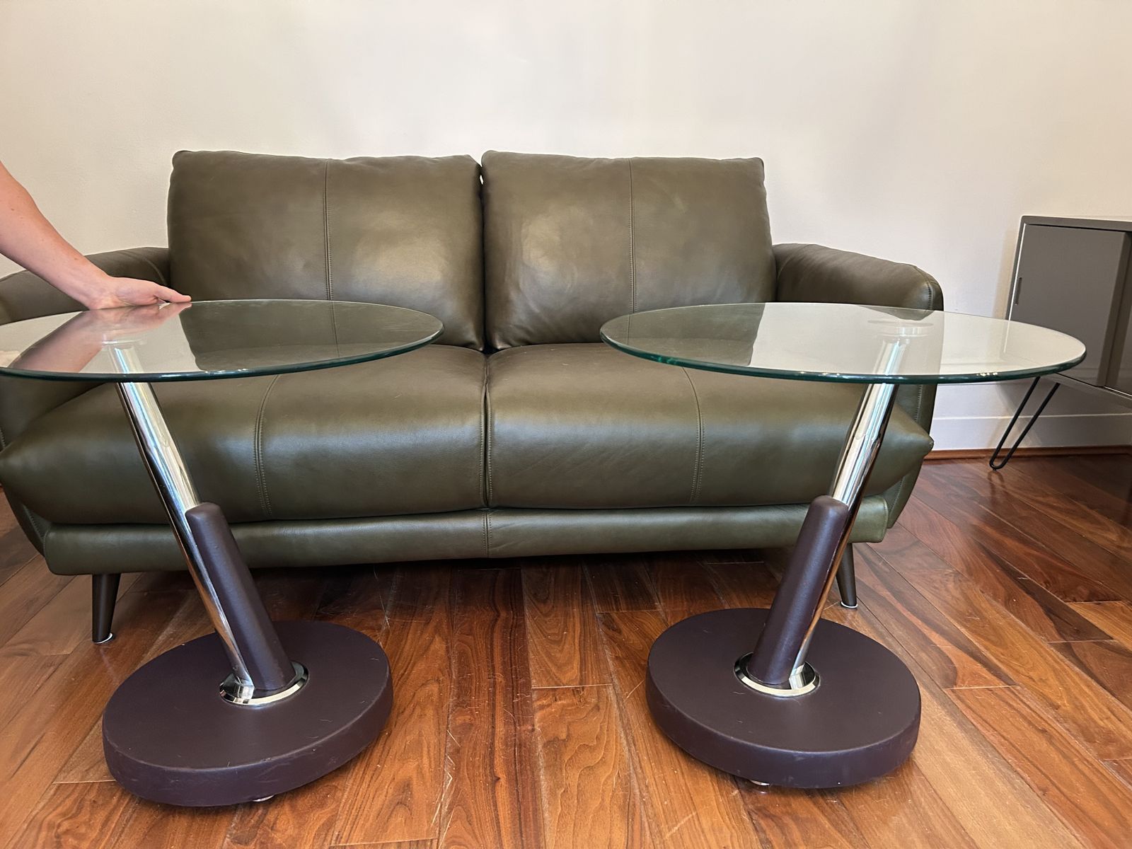 Pair Of Round Glass Coffee/Side Tables photo furniture