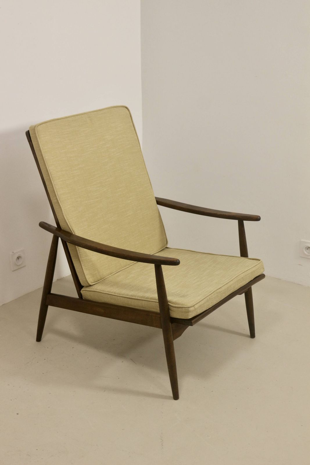 1960s Scandinavian Armchair With Curved Armrests. photo for sale