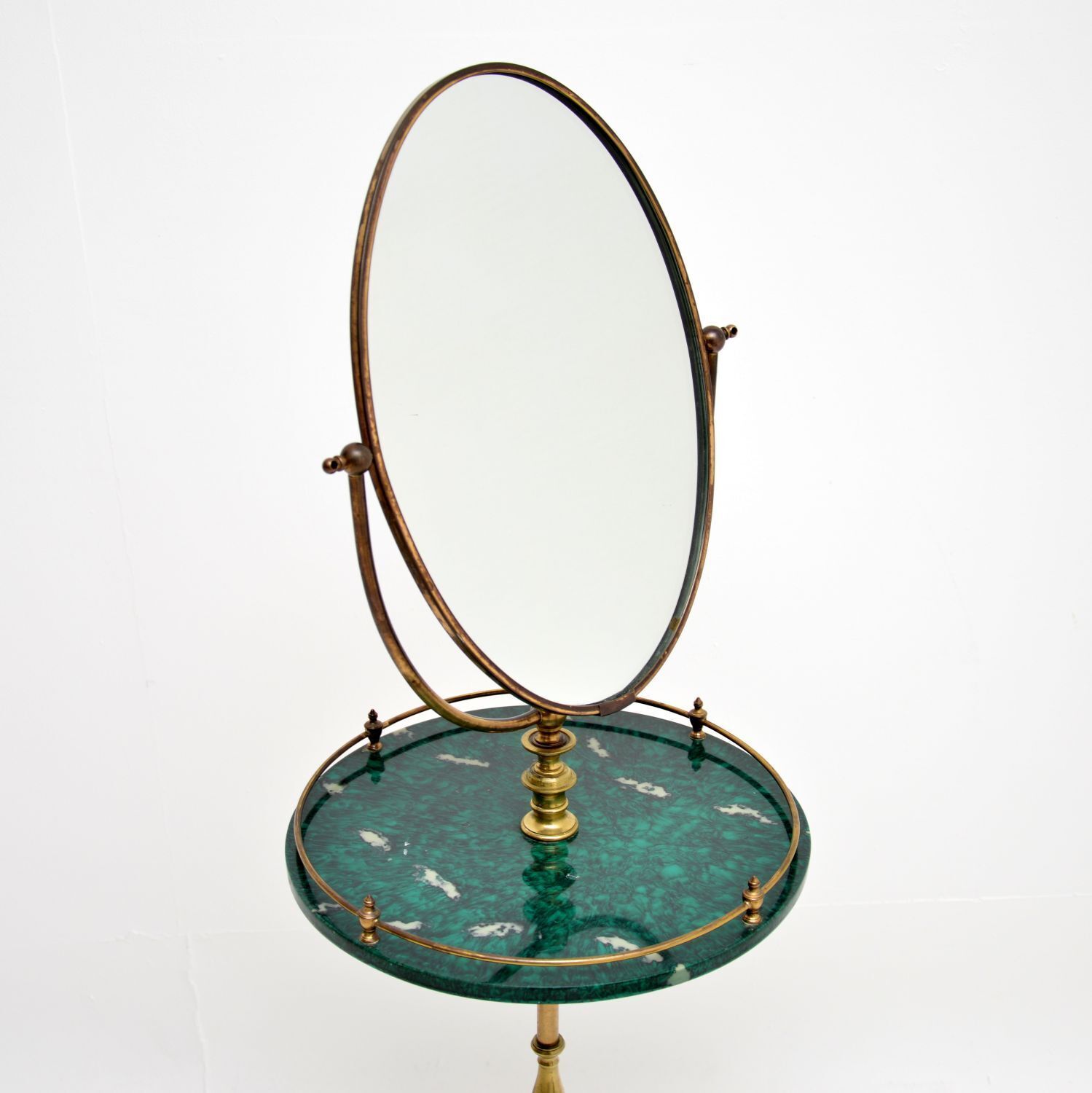 Vintage Brass Vanity Table With Mirror By Peerage photo for sale