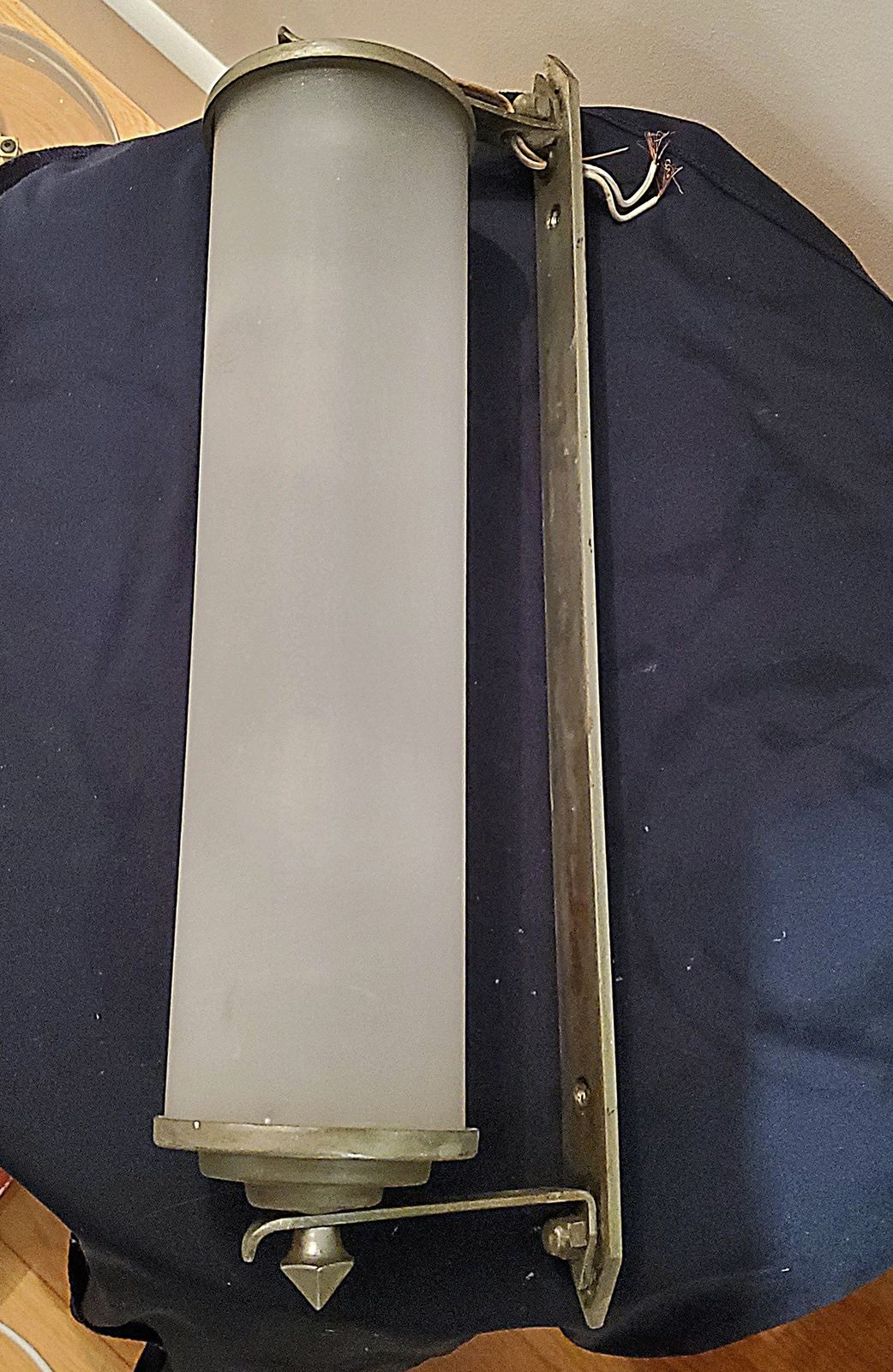 Original, Rare Art Deco Wall Lights, Pearlescent Glass Shades photo vinterior