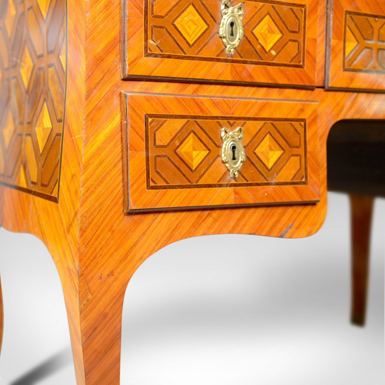 Furniture Antique Bureau, French, Marble Top, Kingwood, Marquetry Desk, Circa 1900 photo