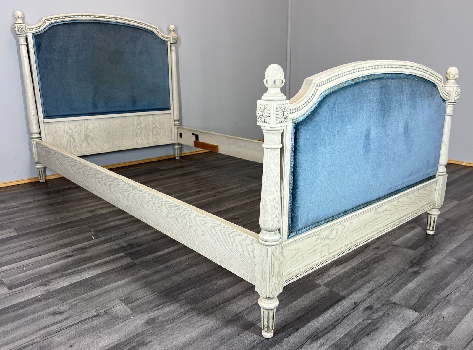 photo for sale Bed Vintage French Style Upholstered Carved Single Frame Lot 4073
