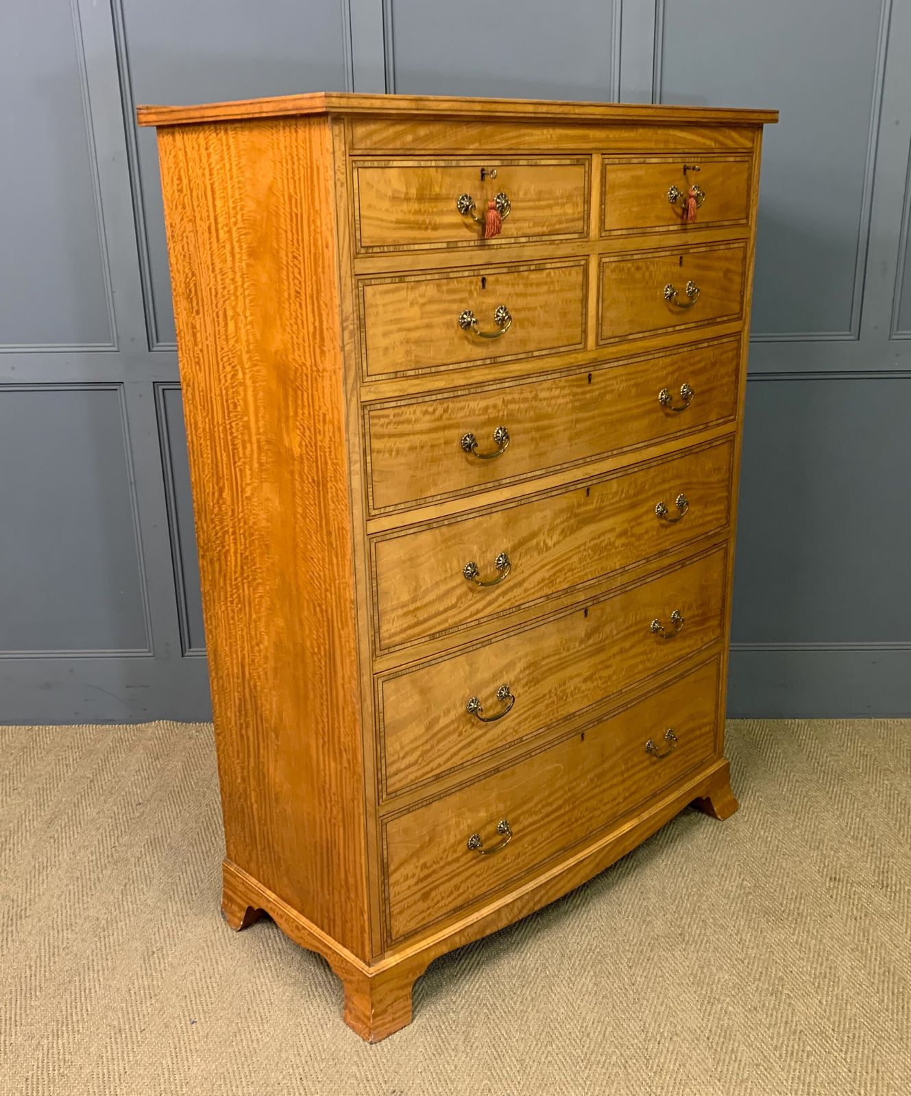 Inlaid Satinwood Tallboy, 1900s