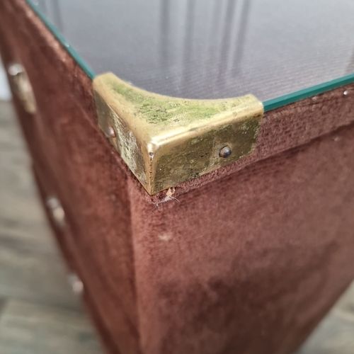Furniture Retro Vintage Velvet Fabric Bedside Side Table Chest Of Drawers Mid Century photo