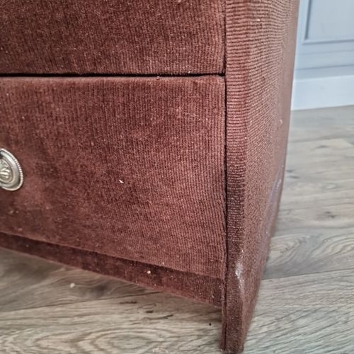 photo buy Retro Vintage Velvet Fabric Bedside Side Table Chest Of Drawers Mid Century