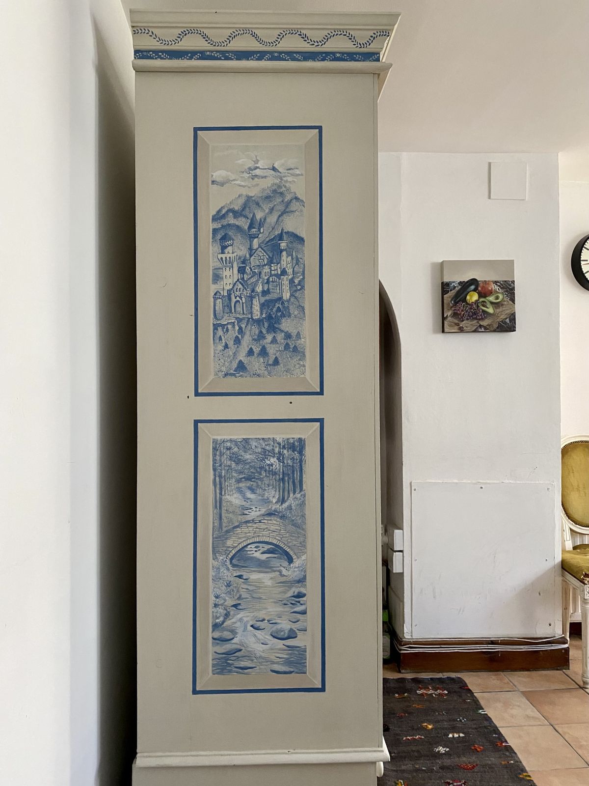 Hand Painted Swedish Folk Style Chinoiserie Vintage Cupboard photo 2500.0