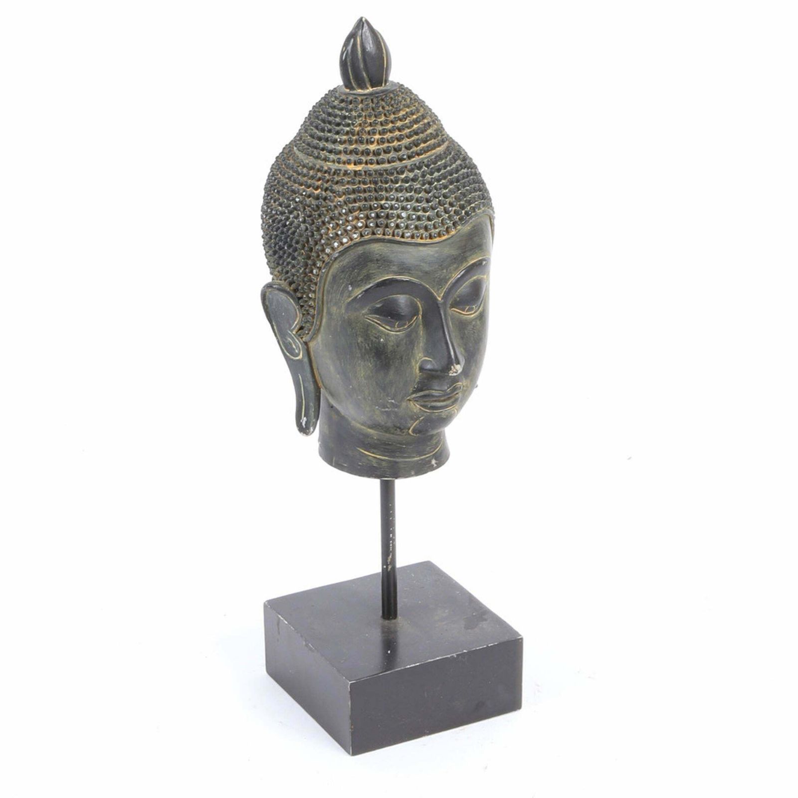 Decorative Buddha Head Stand Antique Resin Buddha Head On Stand 1960 photo Art