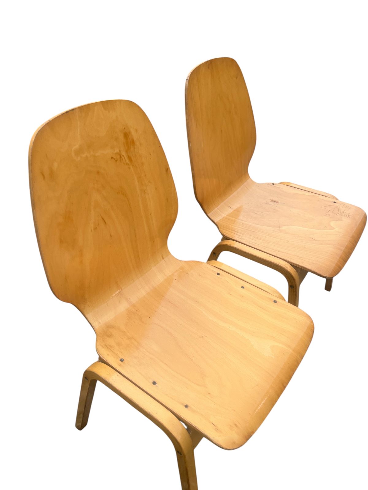 Mid Century Set Of Four Beech & Bentwood Ply Chairs photo vinterior