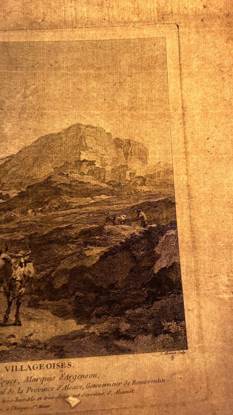 photo furniture 18th Century Etching — Shepherds In Rocky Landscape By Jacques Aliamet After Berchem, 1750